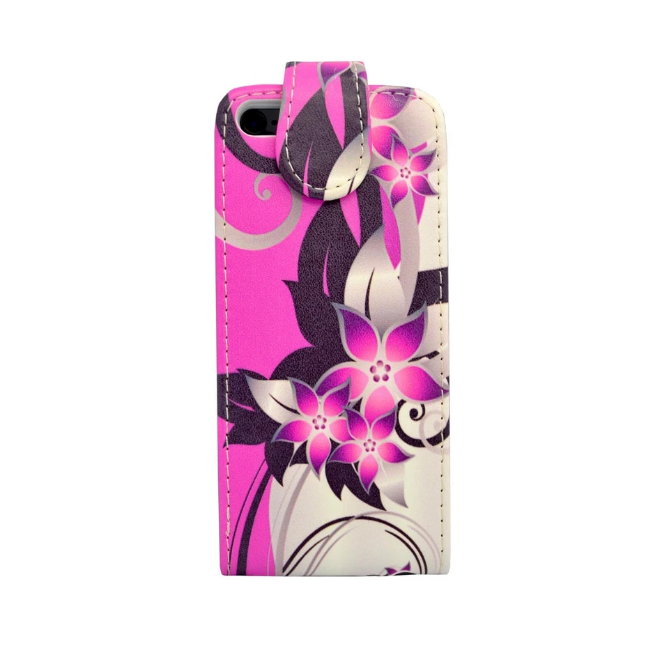 CASE FOR APPLE IPHONE 5C PINK CREAM FLOWER PU LEATHER FLIP POUCH PHONE COVER - Image 3 of 4