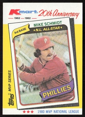 1982 Topps Kmart 20th Anniversary AL & NL MVP's Mike Schmidt #39 Phillies