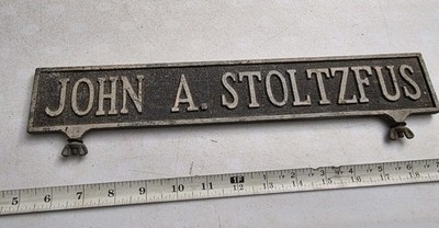 Vintage John A. Stoltzfus Advertising Double Sided Metal Sign