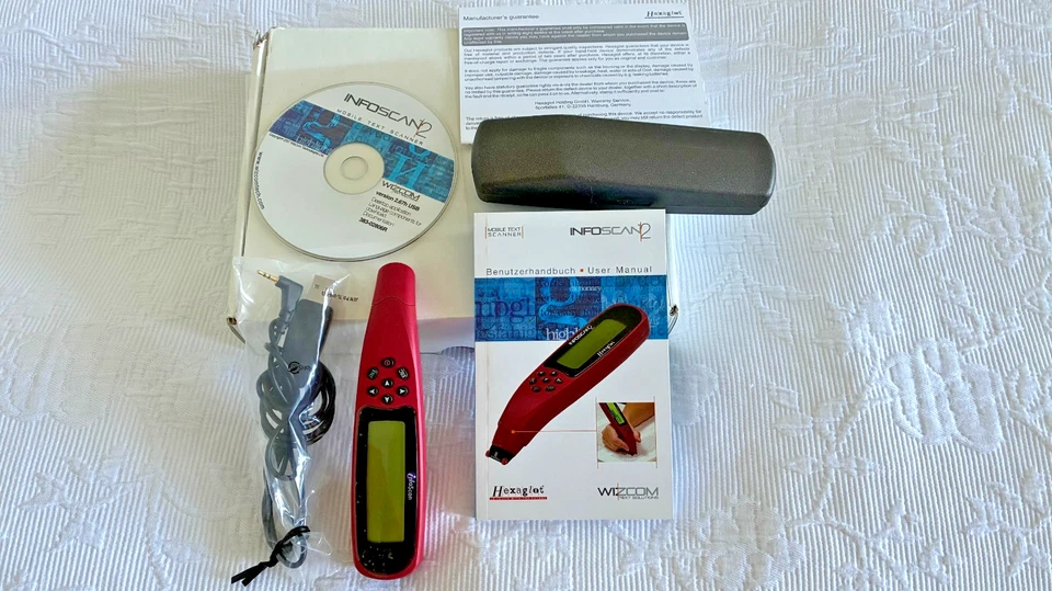 mobiler Scannstift incl. USB-Kabel, CD, Benutzerhandbuch und Aufbew.-Box