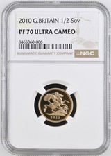 2010 Royal Mint UK Gold Proof Half Sovereign 1/2 Sov NGC PF70 Ultra Cameo