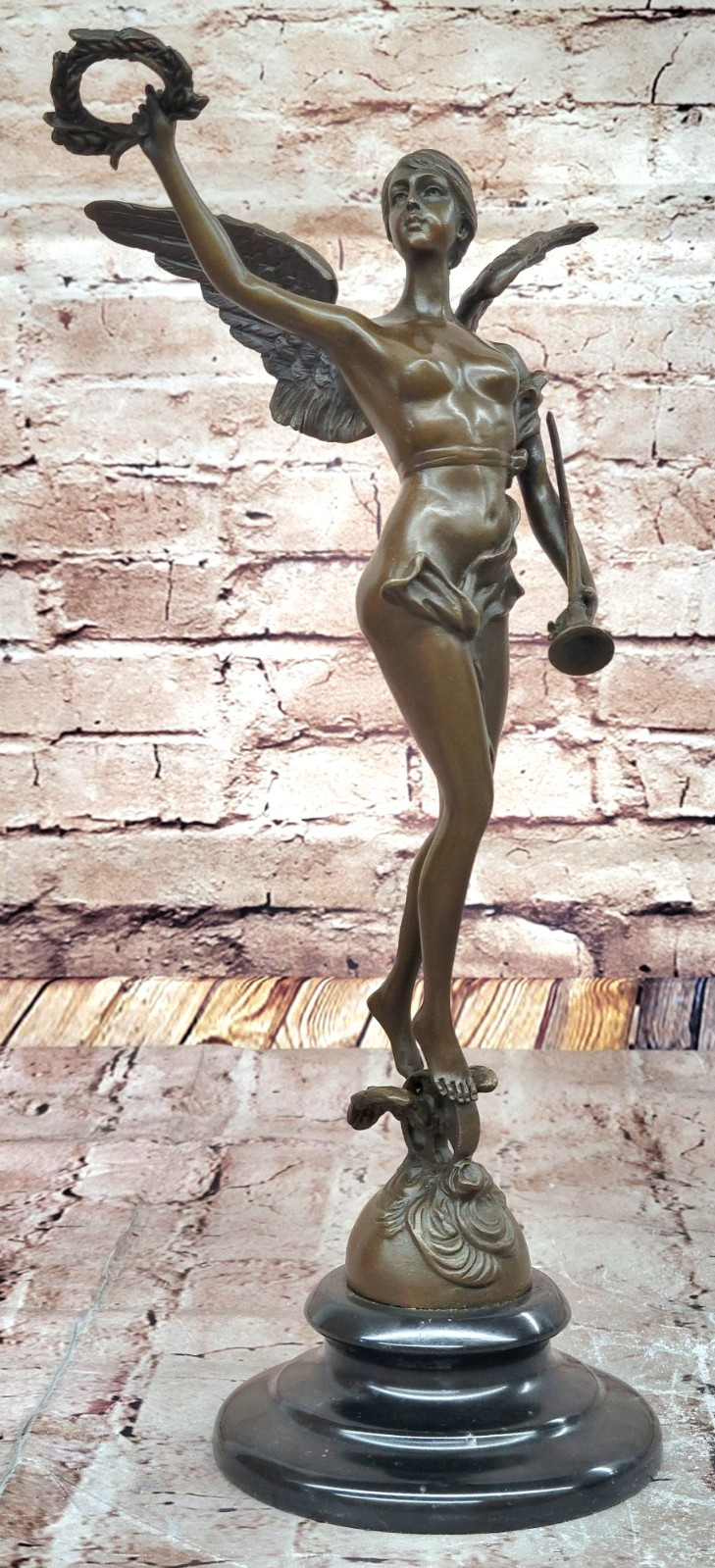 A Bofill Angel of Victory Bronze Sculpture Laurel Wreath Mythical Collectible