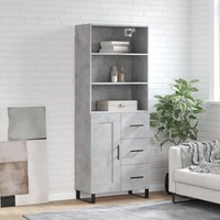 Highboard Betongrau 69,5X34X180 Cm Holzwerkstoff Wohnzimmer Sideboard