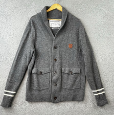 Tom Morris St Andrews Cardigan Sweater Mens Large Gray Wool Button Up Golfer