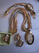 New Womens/Girls 4 Piece Jewelry Lot Blue/Gold/Copper Colors Intertwined...