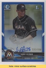 2018 Bowman Chrome Prospect Blue Refractor 131/150 Jorge Guzman Auto READ n1u
