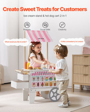 Ice Cream Cart for Kids, 20 PCS Accessories, For Kids Aged 3-7