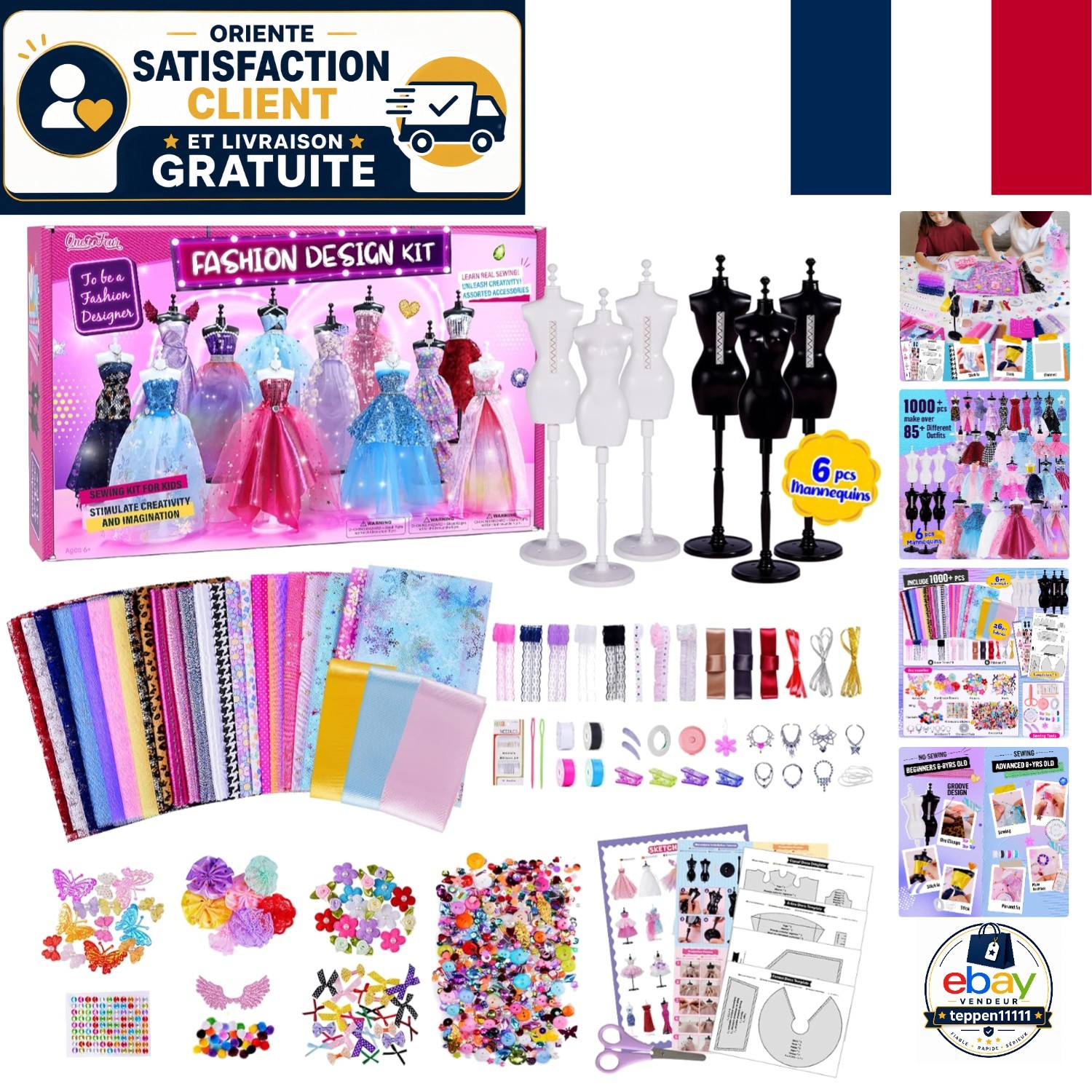 Kit créatif de mode avec 1000 pièces et mannequins pour apprenti styliste