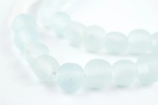 Clear Aqua Round Java Recycled Glass Beads 11mm Ghana African Sea Glass Handmade