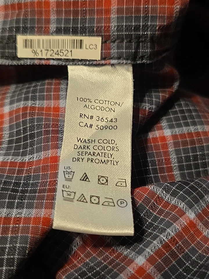 Camisa Klein vintage años 90-2000 para hombre XXL roja gris a cuadros manga larga vestido informal Foto 3 de 4