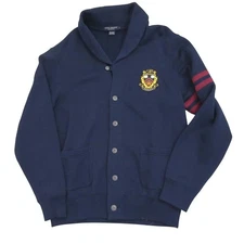 Daniel Cremieux Mens Cardigan Sweater L Blue Button Shawl Collar Pocket