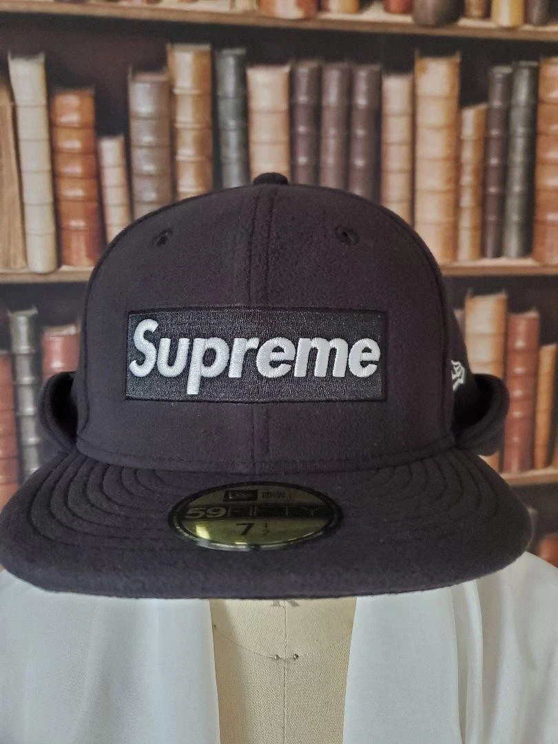 Bouchon à rabat d'oreille Supreme 17AW 59FIFTY Polartec noir 7 1/2 ajusté époque