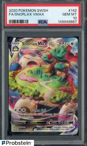 2020 Pokemon SWSH #142 FA Snorlax VMAX PSA 10 GEM MINT