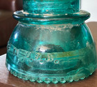 Vintage Aqua (Blue/Green)  Hemingray 42 Electrical Glass Insulator - Made in USA — photo 2