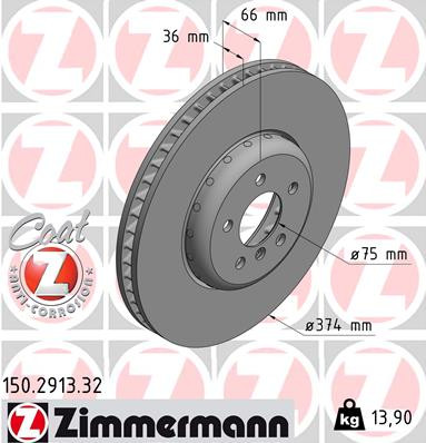 ZIMMERMANN 150.2913.32 Bremsscheibe für BMW