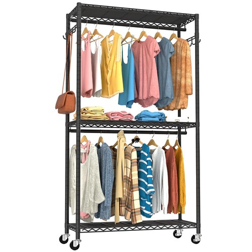 Clothes Rack, Clothing Racks for Hanging Clothes, 3 Tiers Adjustable Garment ...