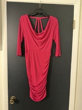 Guess Pink Three-Quarter-Sleeve Ruched Cowl-Neck Cocktail Dress Sz 6