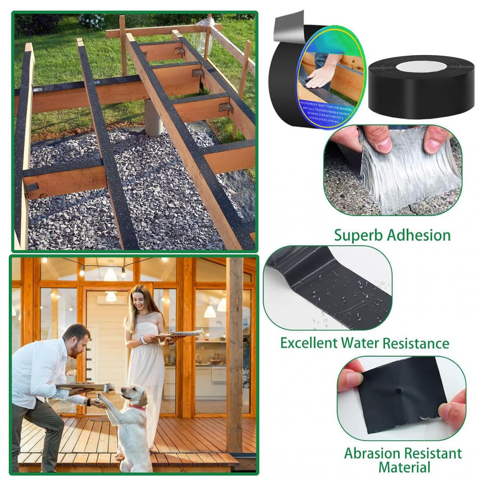 New Deck Joist Tape 15m Butyl Flashing Tape 0.8mm Thick 50mm Width✈