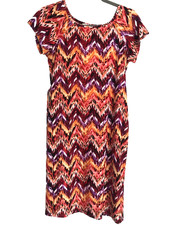 Olivia Matthews Vintage Y2K Style Flower Dress Chevron Print 4P