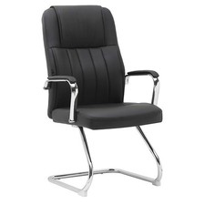 Poltrona per Sala d'Attesa e Ufficio Xeno 2 Seduta in Ecopelle e Acciaio Nero