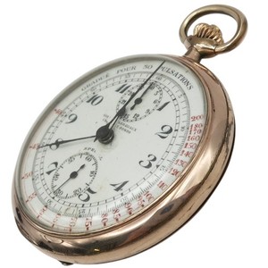 Authentic Girard Perregaux Pocket Chronograph Pulsometer White Dial Gold Plated 20 Micron