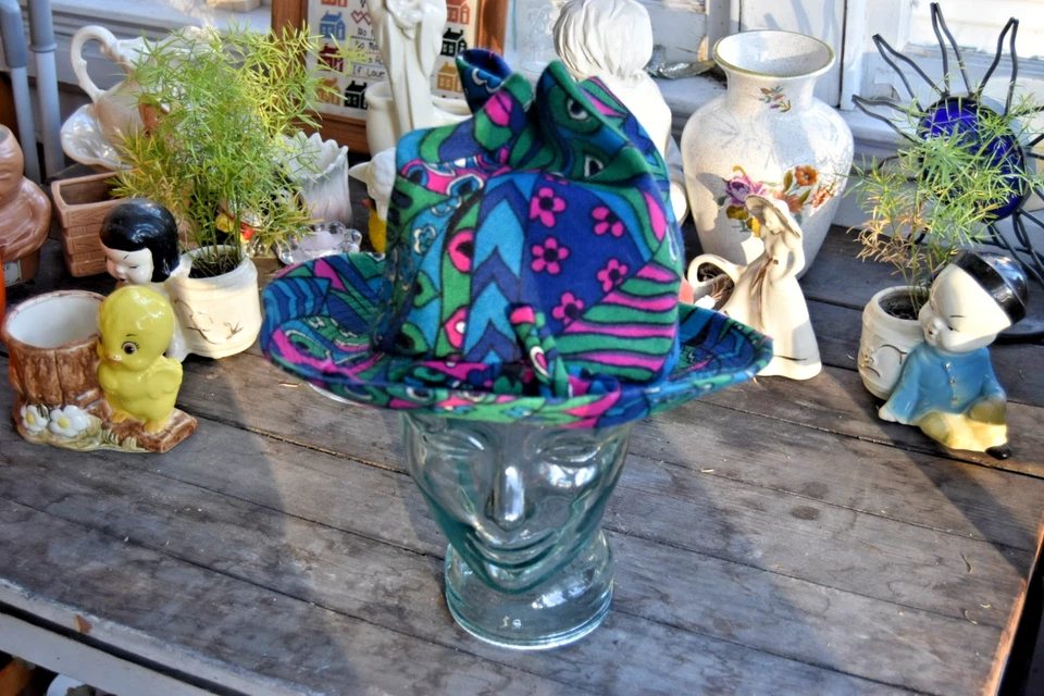 Sombrero cubo psicodélico Patti Paris vintage años 60 nuevo con etiquetas stock muerto hecho en unión 6,5 Foto 2 de 4