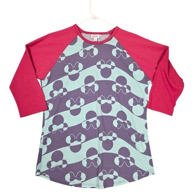 Lularoe Randy Raglan Disney Minnie Mouse Shirt Women's Size L