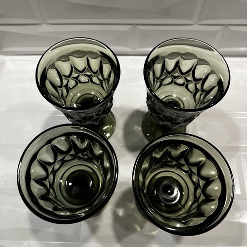 Noritake Perspective Smoky Grey Glass Footed Water Goblet Wine Glasses Set of 4 - Picture 6 of 9