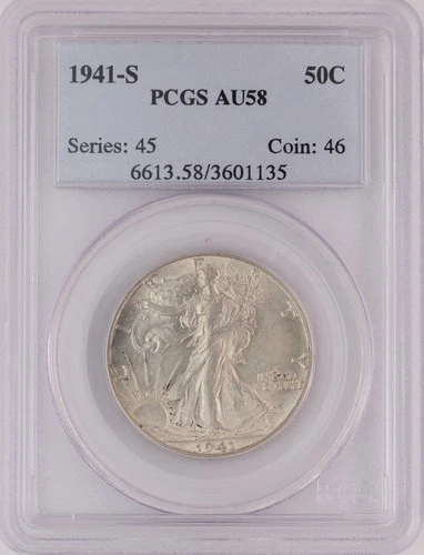 1941-S Walking Liberty Half Dollar PCGS AU58 (B3352)