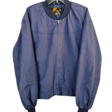 Vintage Sears Outerwear Navy Blue Bomber Jacket Windbreaker Mens XL Tall Zip Up