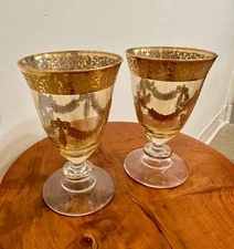 Pair of 24k Vertro Gold Water/Wine Glass by Arte Italica made in Italy