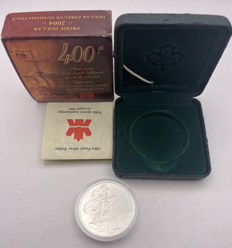 2004 Proof Silver .9999 Dollar 400th Anniversary First French Settlement 