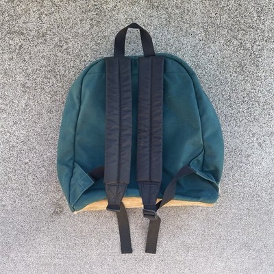 VTG Y2K Eddie Bauer suede canvas medium travel day rucksack backpack bag Vtg Eddie Bauer Backpack Suede Leather Bottom Day Pack Nylon  main image 3