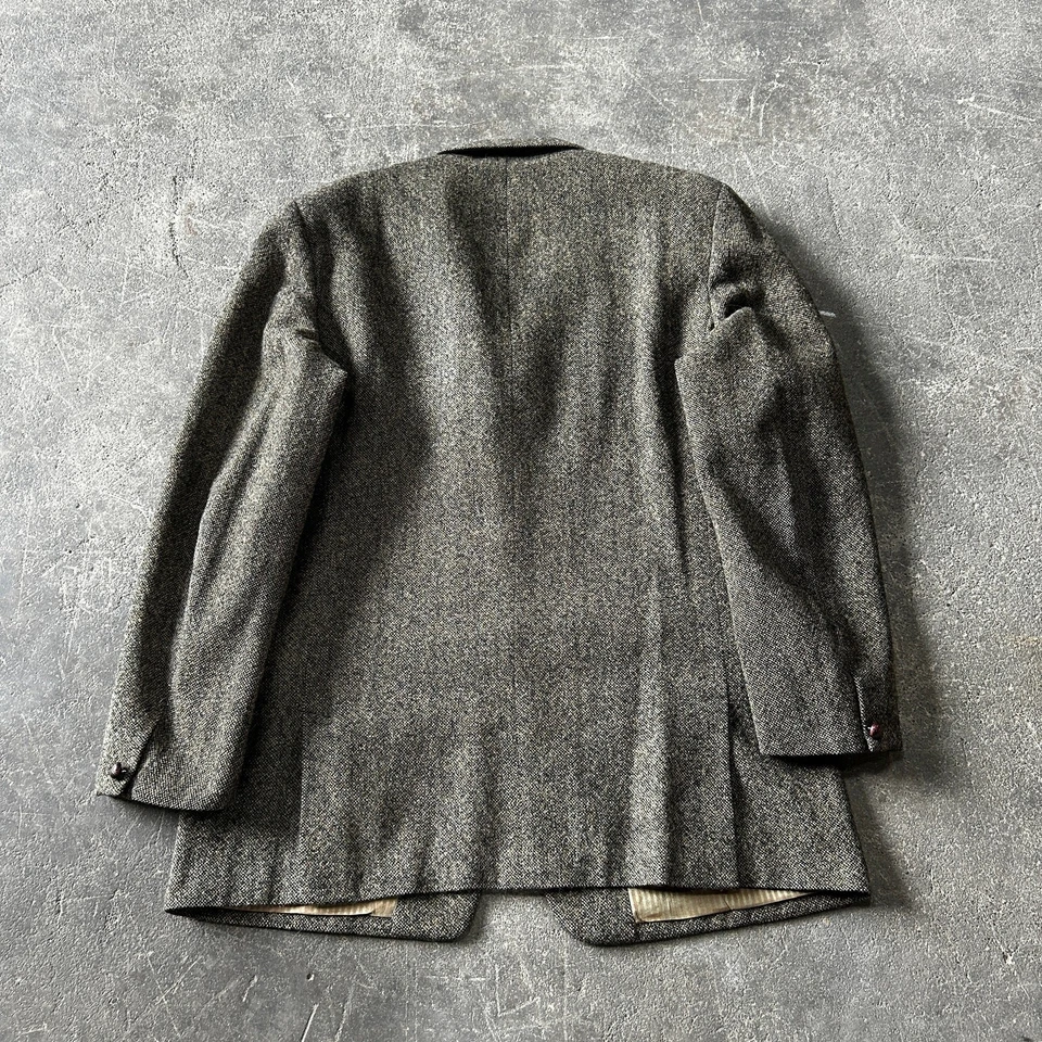 Vintage 60s Harris Tweed Blazer Jacket Mens 48 Green Brown Wool Alexandre - Image 4 of 4