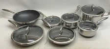 USED Hexclad 13-Piece Hybrid Cookware Cooking Set Pots, Fry Pans, with Lids