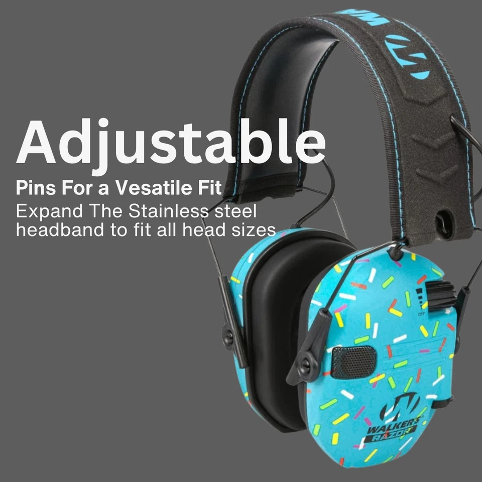 Walkers Razor Slim Electronic Ear Muffs (Blue Sprinkles) with Protective Case - Image 2 of 4