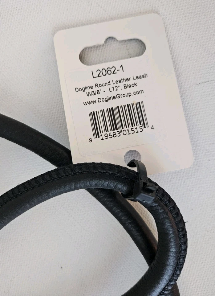 Dogline круглый кожаный поводок черный L72 «W3/8» новый с ярлыком стиль L2062-1 - Изображение 2 из 4