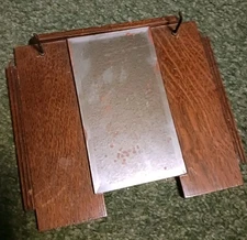 Vintage Art Deco Wood Mirror 2 hooks wall hang Entry Dressing Shaving 9.5"×8.5"