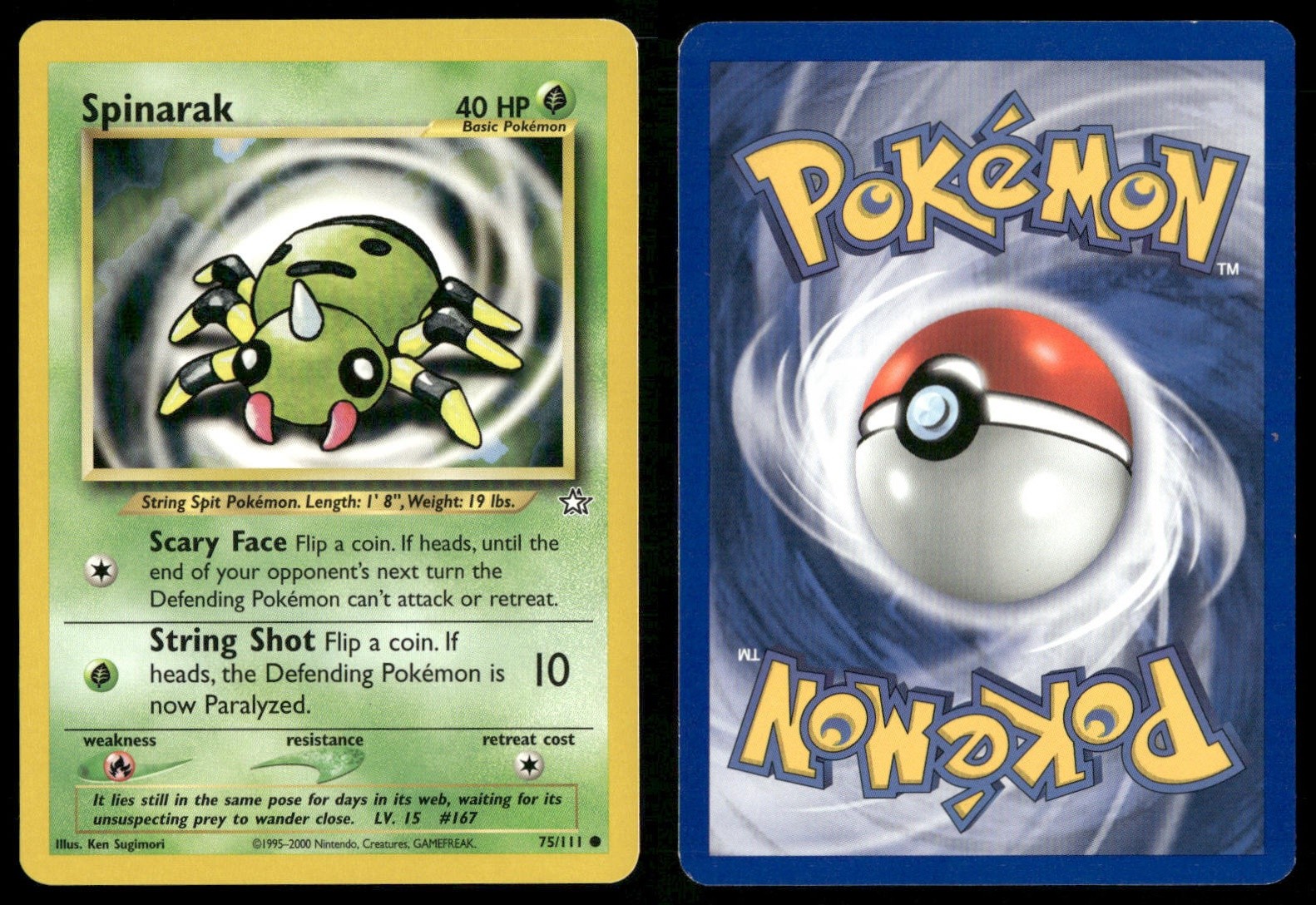 ✰ SPINARAK 75/111 UNLIMITED COMMON NEO GENESIS POKEMON ✰ HP