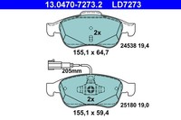 1X ATE 13.0470-7273.2 Bremsbelagsatz Scheibenbremse FüR Alfa Romeo