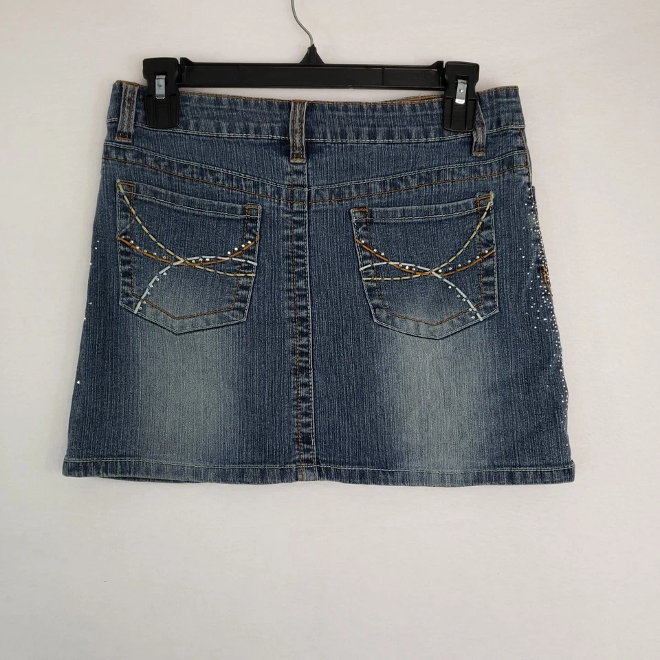 Minifalda Arizona Jean Denim Niñas Plus 10 1/2 Estrás Adornada Y2K Azul Foto 2 de 4