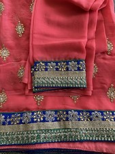 Brand New - Saree with Unstitched Blouse Pink Color
