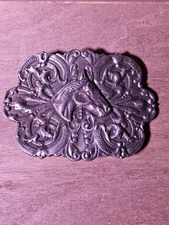 Vintage 1974 Bergamot Brass Works Pewter Belt Buckle Horse Head Western 3.5"