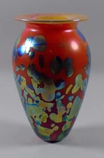 Robert Eickholt "9 Aurene Feather Pull Iridescent Vase Confetti on Orange