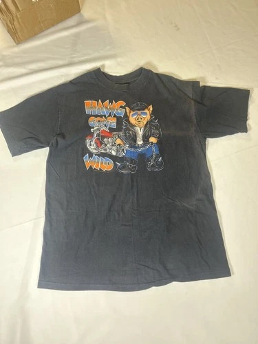 Hawg Gone Wild Biker Pig Motorcycle T-Shirt Sin 1980s vintage concert t-shirt, vintage, size XL, single stitch, B+ condition