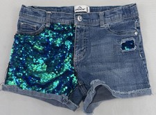 Jordache Embellished Sequin jean Shorts Girls size 16 EUC Sequin Blue/turquoise