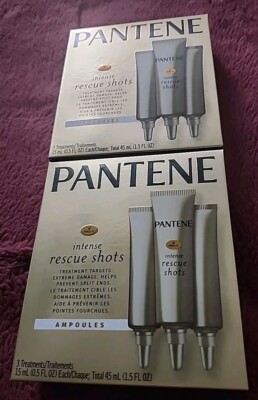 2 boxes- Pantene Intense Rescue Shots Hair Treatments  -3 count each box 6 total