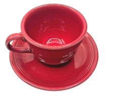 Fiesta Ware Homer Laughlin Red Cup Mug with Saucer