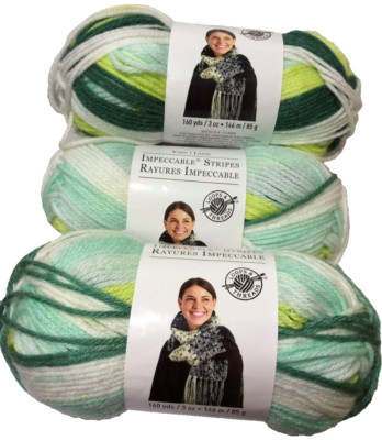 Loops & Threads Impeccable Stripes 3 Pack  Cool Mint Stripe 