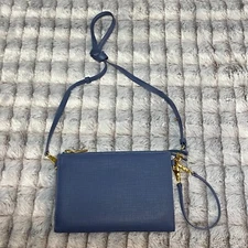 Dagne Dover Essentials Coated Canvas Clutch Wallet Crossbody Bag Ash Blue NEW
